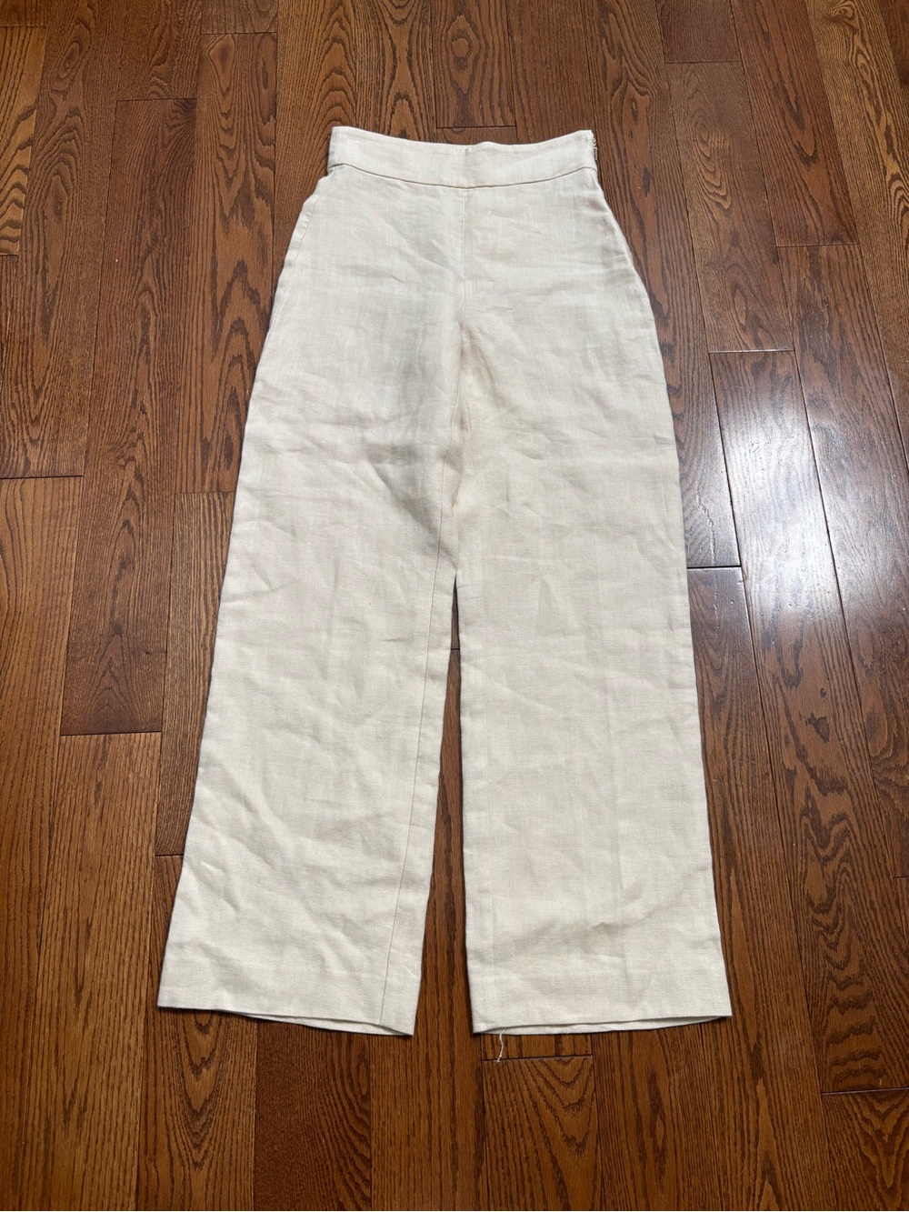 Sezane Wide Leg Linen Pants in Light Cream